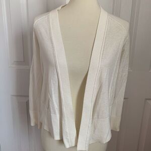 Eddie Bauer Women's XS White Open Front Cardigan 70% Cotton Lyocell